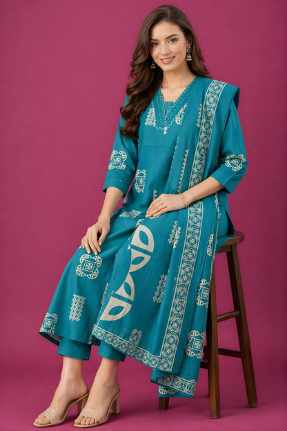 kurti manufacturer Jaipur teal cotton ethnic wear wholesale India