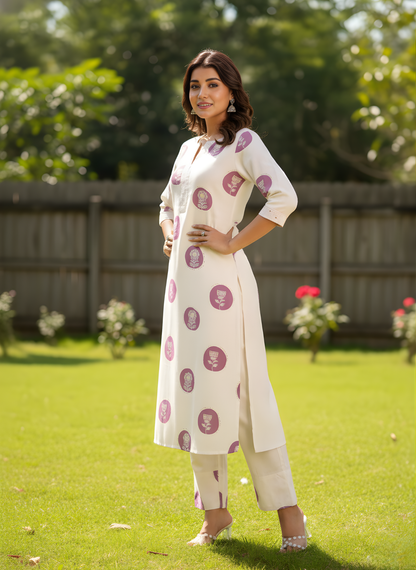 Wholesale women cotton kurta pant set white