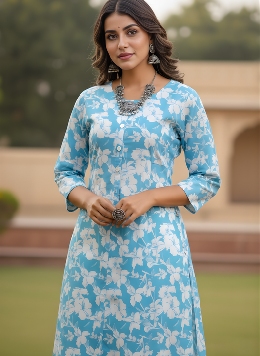 Neelufer Creation pure cotton floral kurta set
