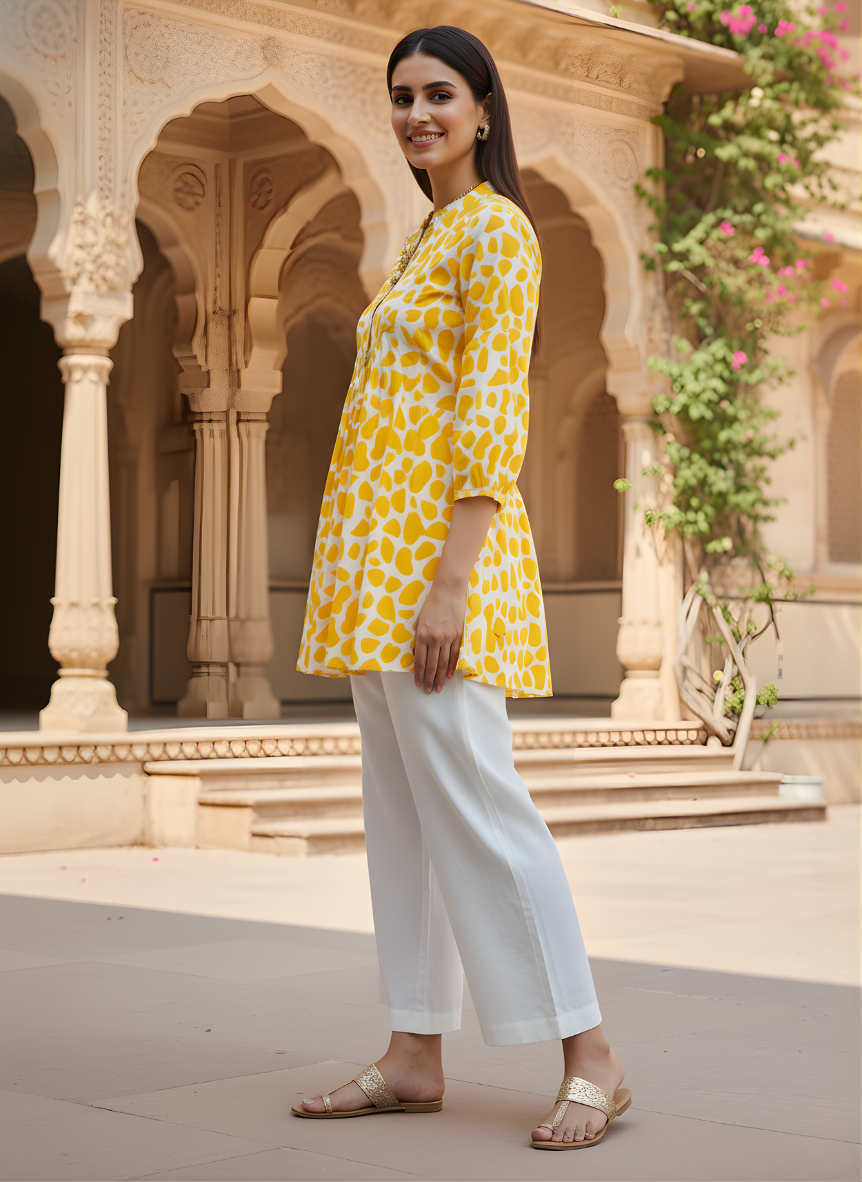Abstract print Jaipuri top for bulk buyers