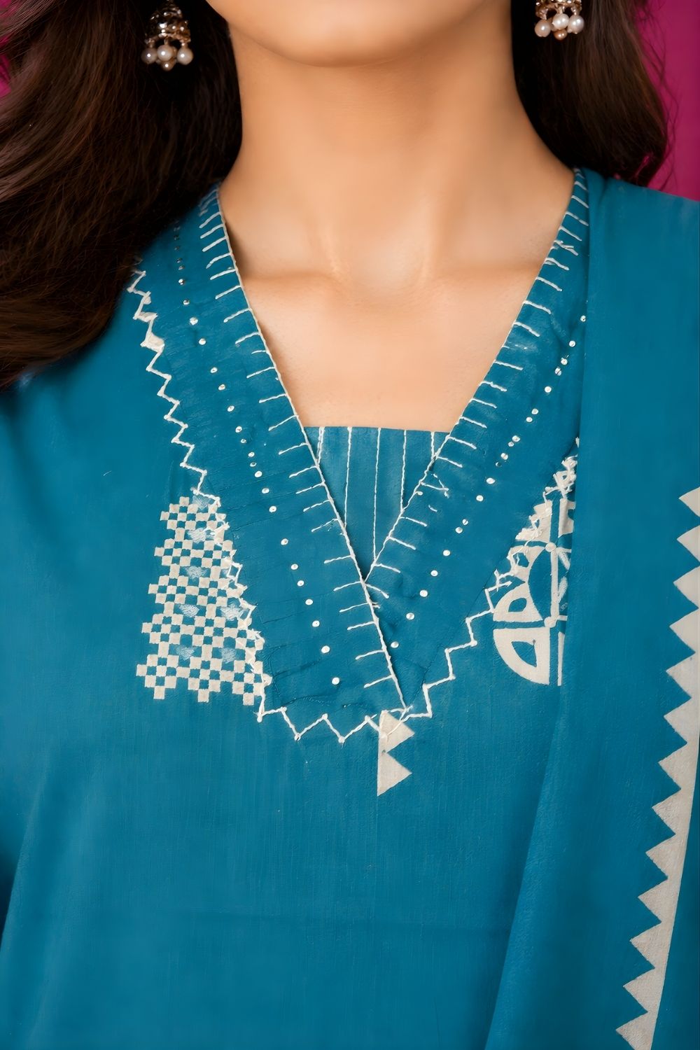 direct garment manufacturer women wear factory teal cotton ethnic set