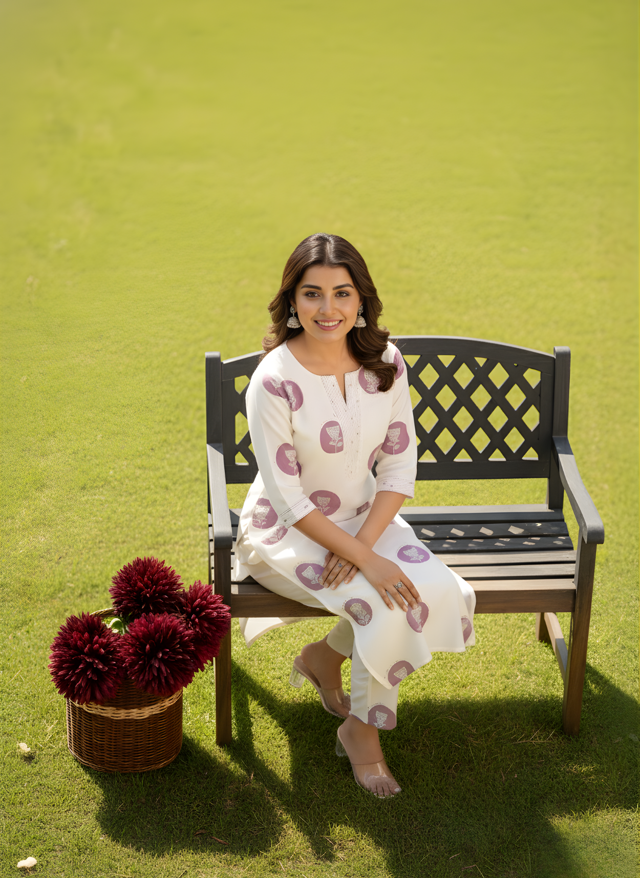 Minimal print cotton kurta pant set wholesale