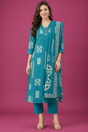 wholesale cotton kurtis supplier women wear bulk supplier India teal set