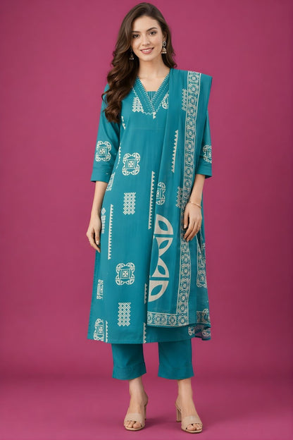 wholesale cotton kurtis supplier women wear bulk supplier India teal set