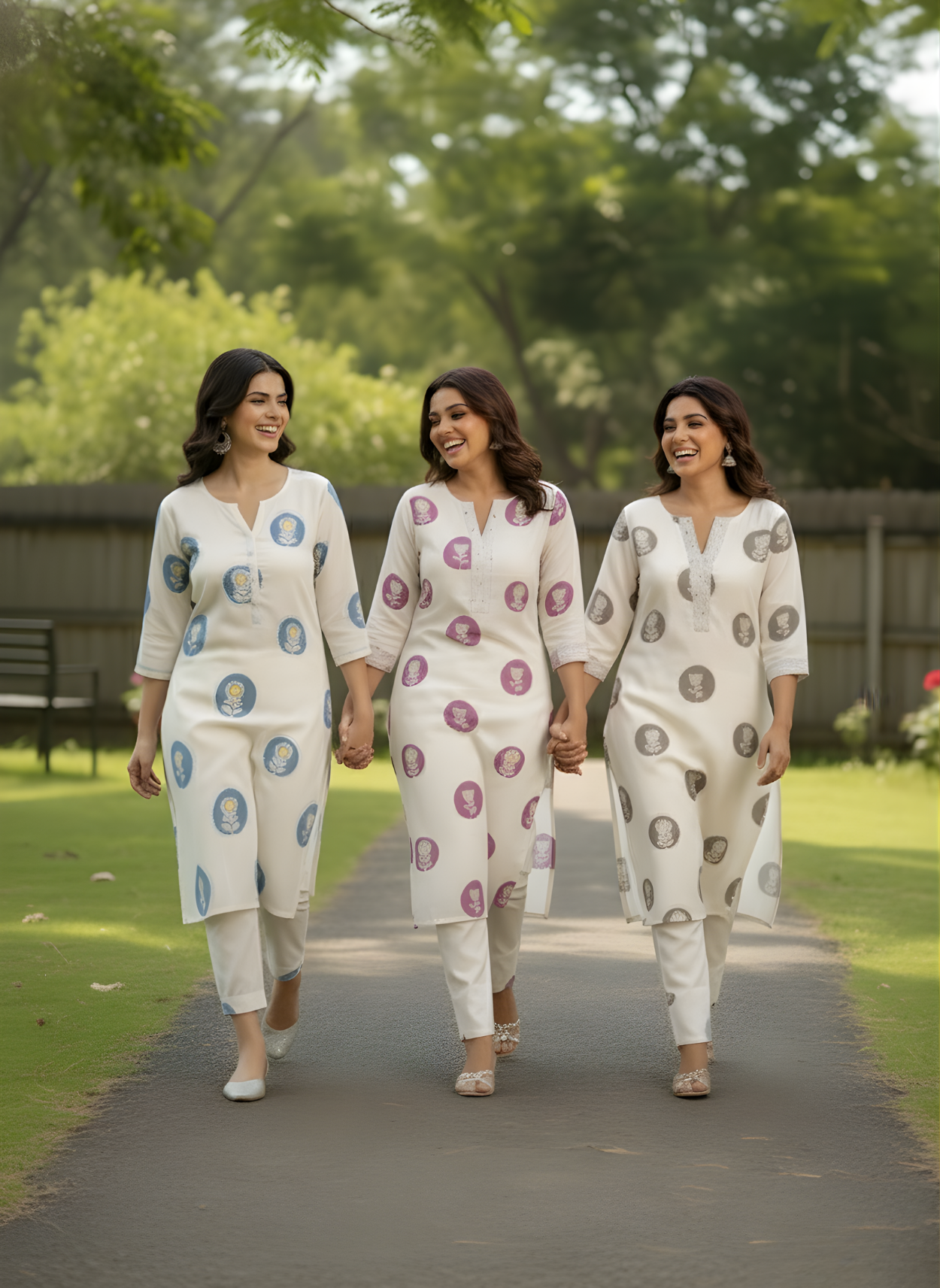 Wholesale women cotton kurta pant set white