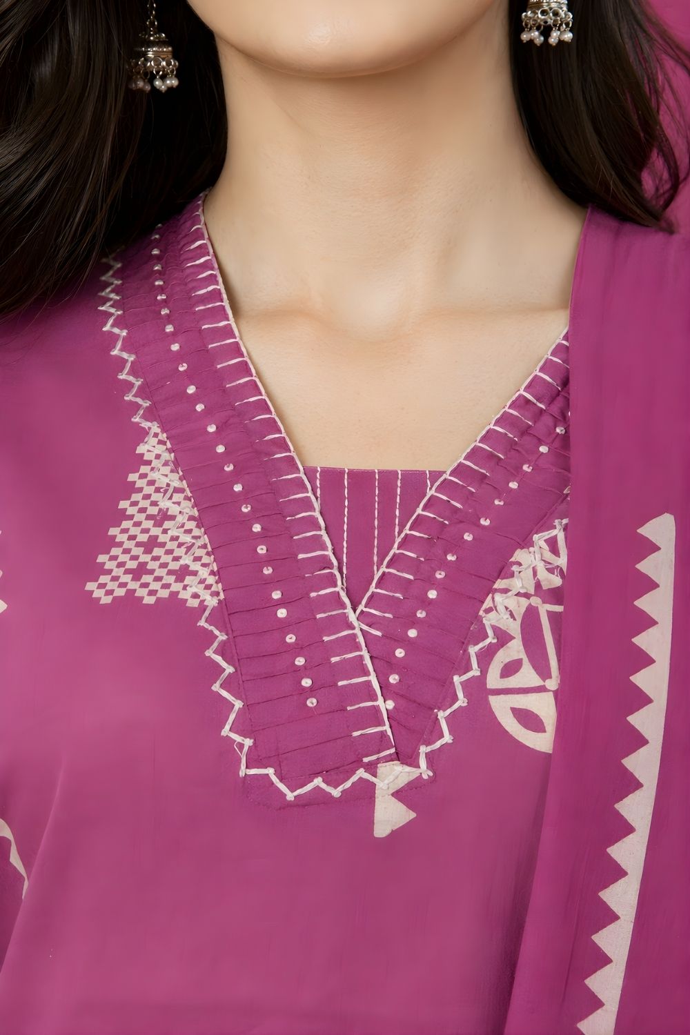 direct garment manufacturer women wear factory magenta cotton ethnic set