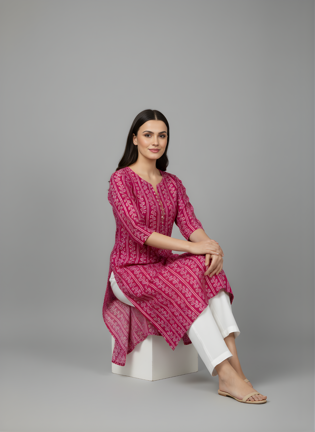Trendy Pink Straight Fit Kurta by Aaronee