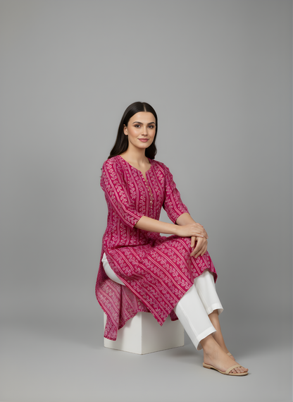 Trendy Pink Straight Fit Kurta by Aaronee