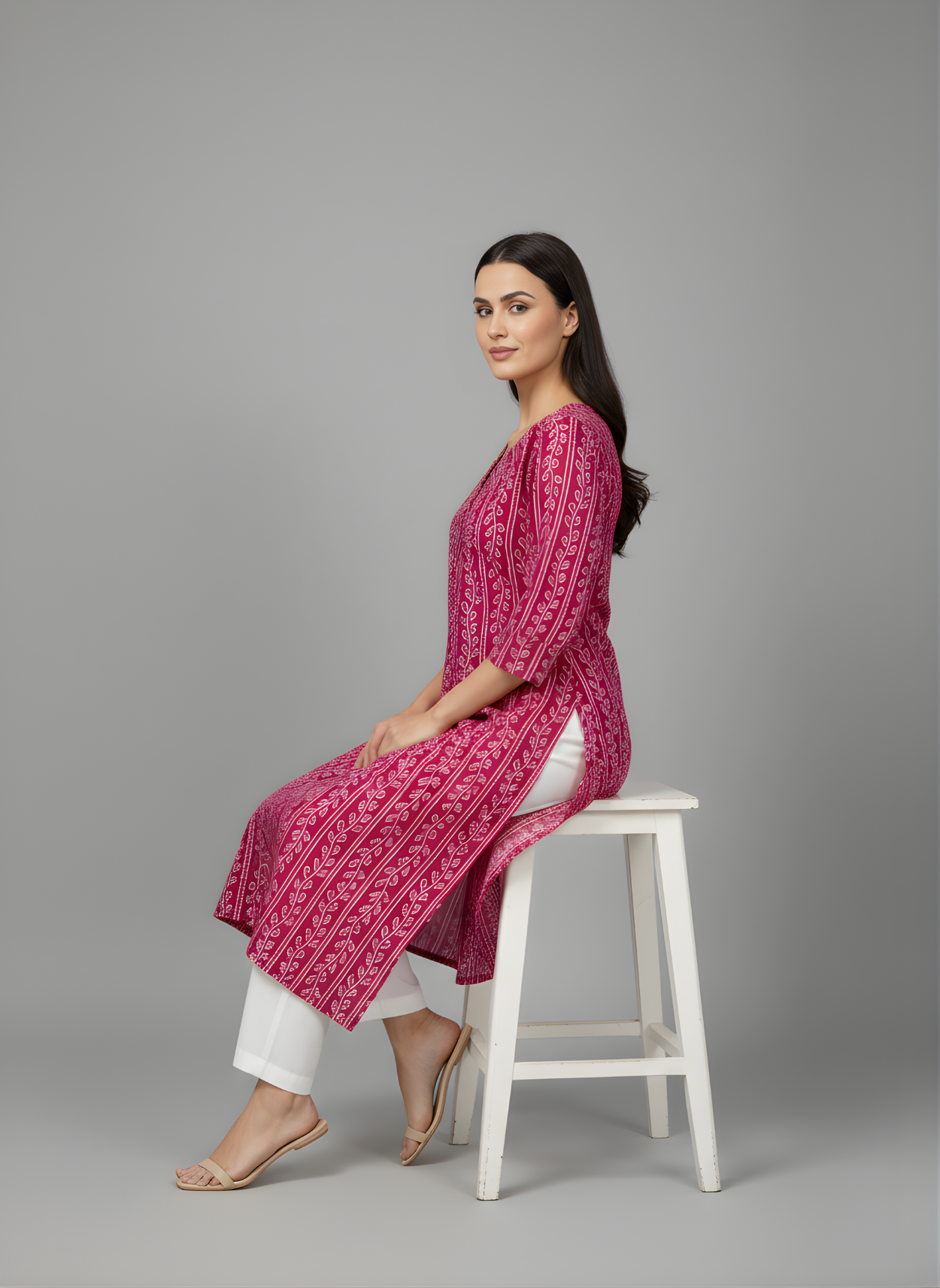 Daily Wear Pure Cotton Pink Kurti for Women