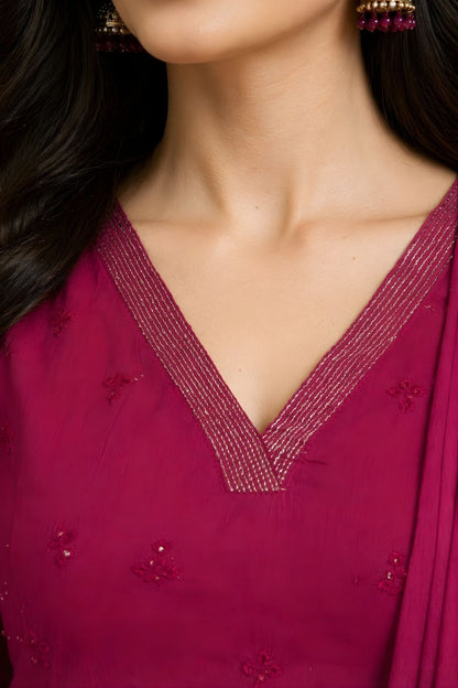 Wine Cotton Elegant Dupatta Set Women Wear Wholesale Manufacturer