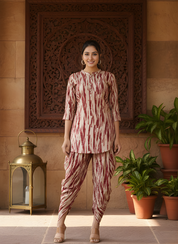 Pure Modal Chanderi Ikat Print Dhoti Cord Set – Women Wear Wholesale