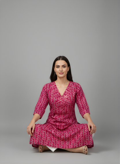 Rani Pink Pure Cotton Printed Kurti for Women | Wholesale Manufacturer – Neelufer Creation