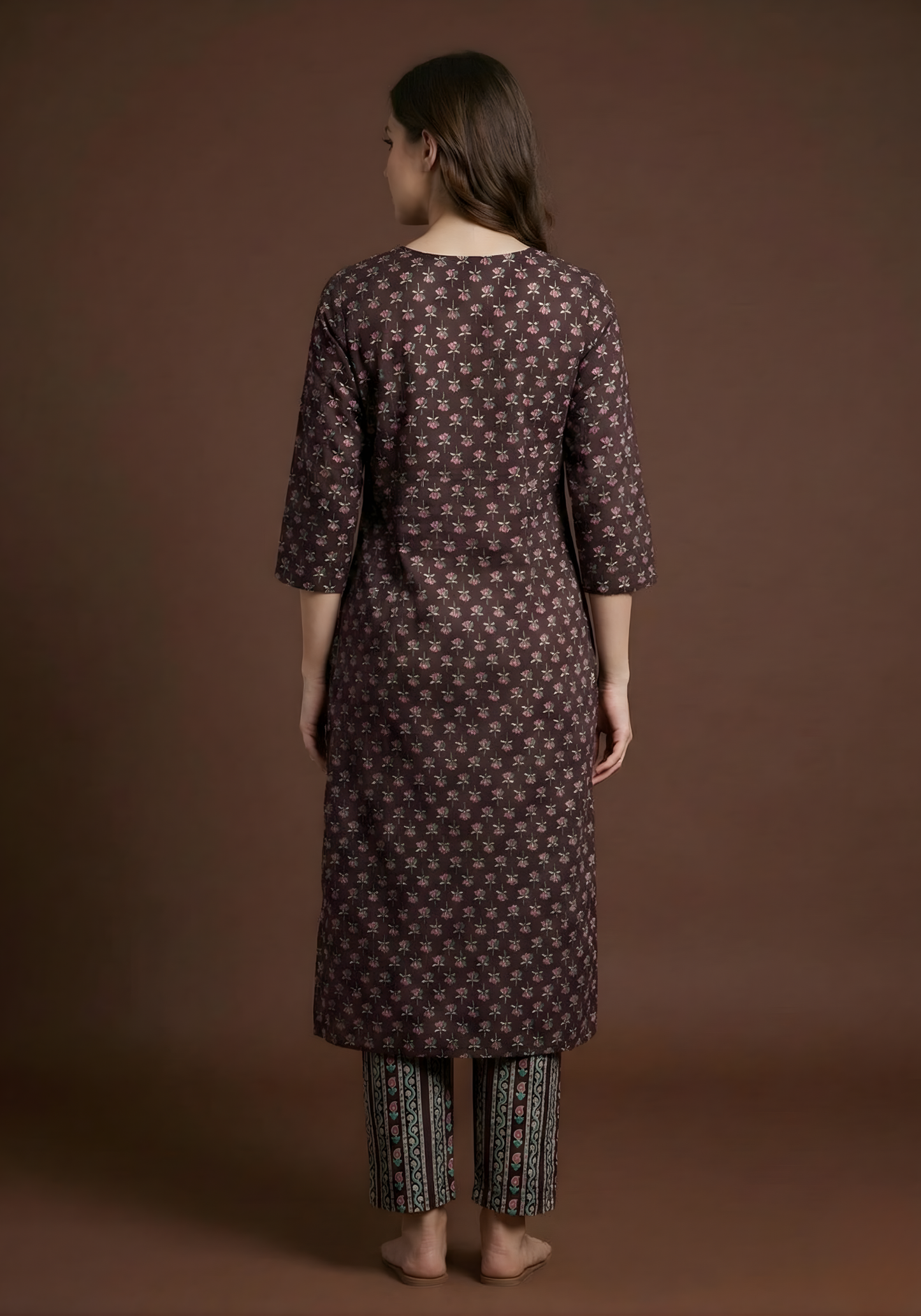 Pure Cotton Brown Printed Dupatta Set – Wholesale Manufacturer Women Wear