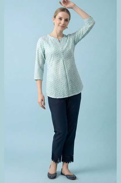 Sky blue women ethnic top wholesale