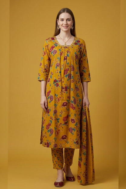 Mustard Cotton Dupatta Set Wholesale Manufacturer India