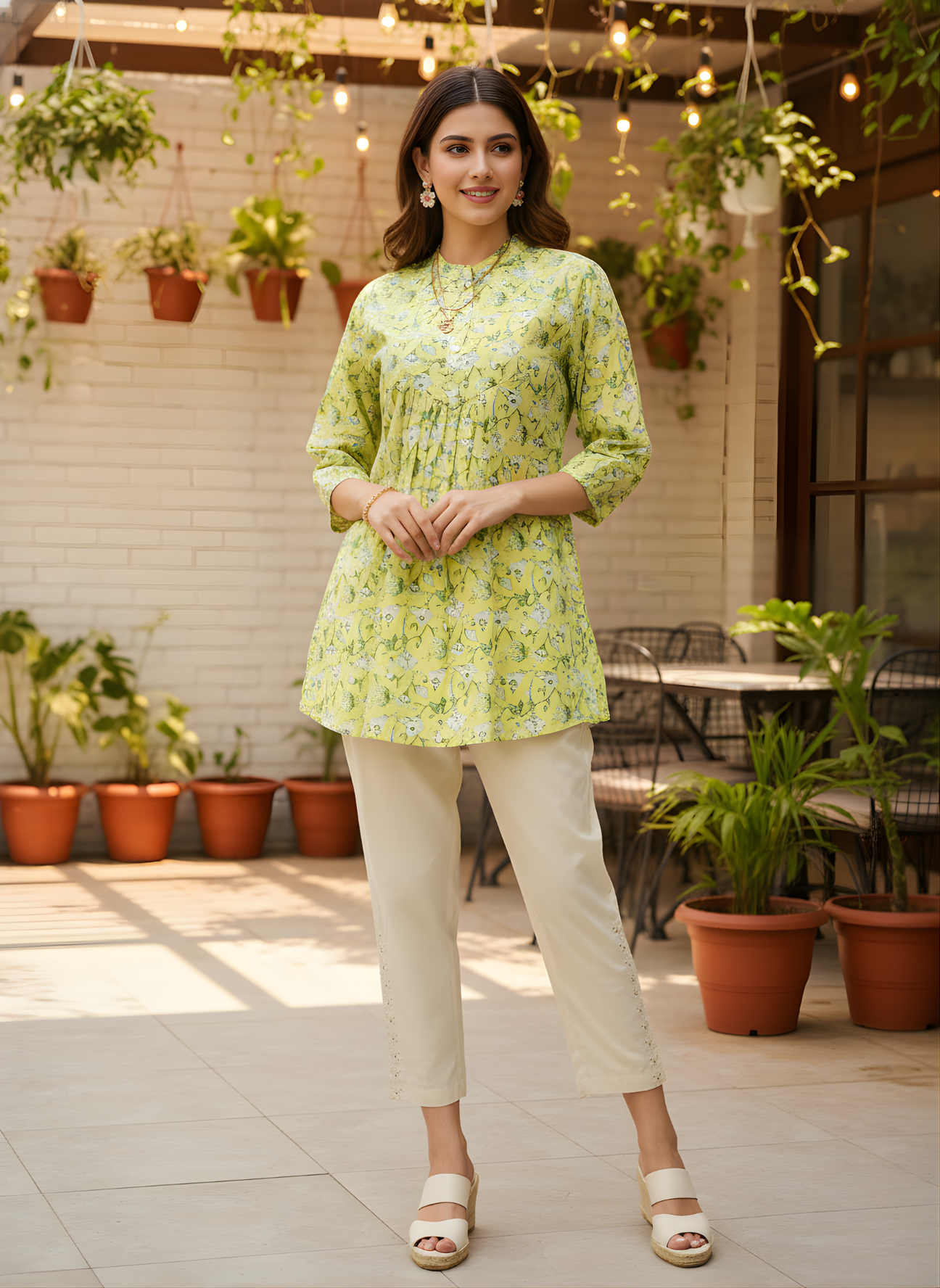 Neelufer Creation green Jaipuri cotton top