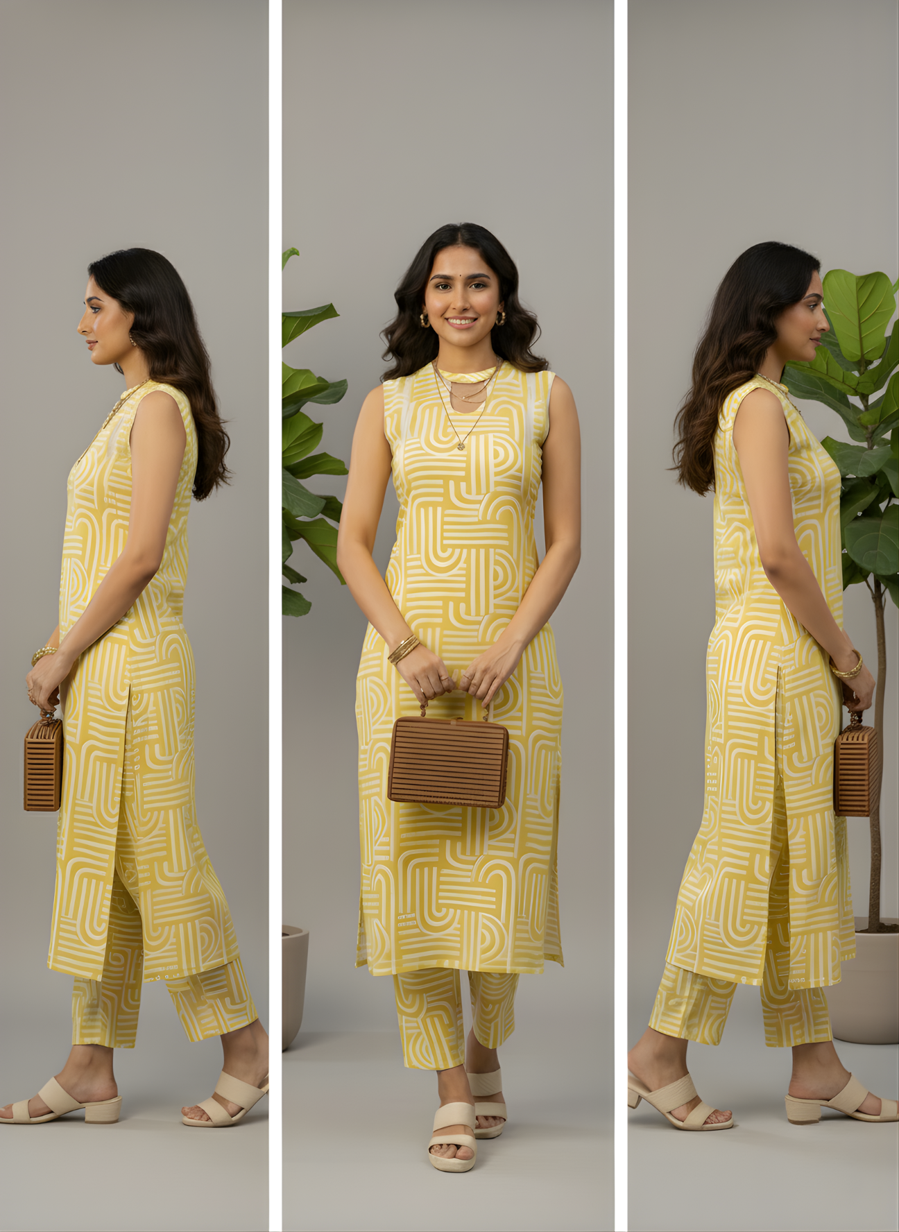 Ladies staple rayon kurti set bulk supply