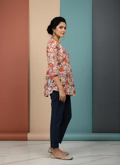 Elegant multi-color floral top Jaipur collection