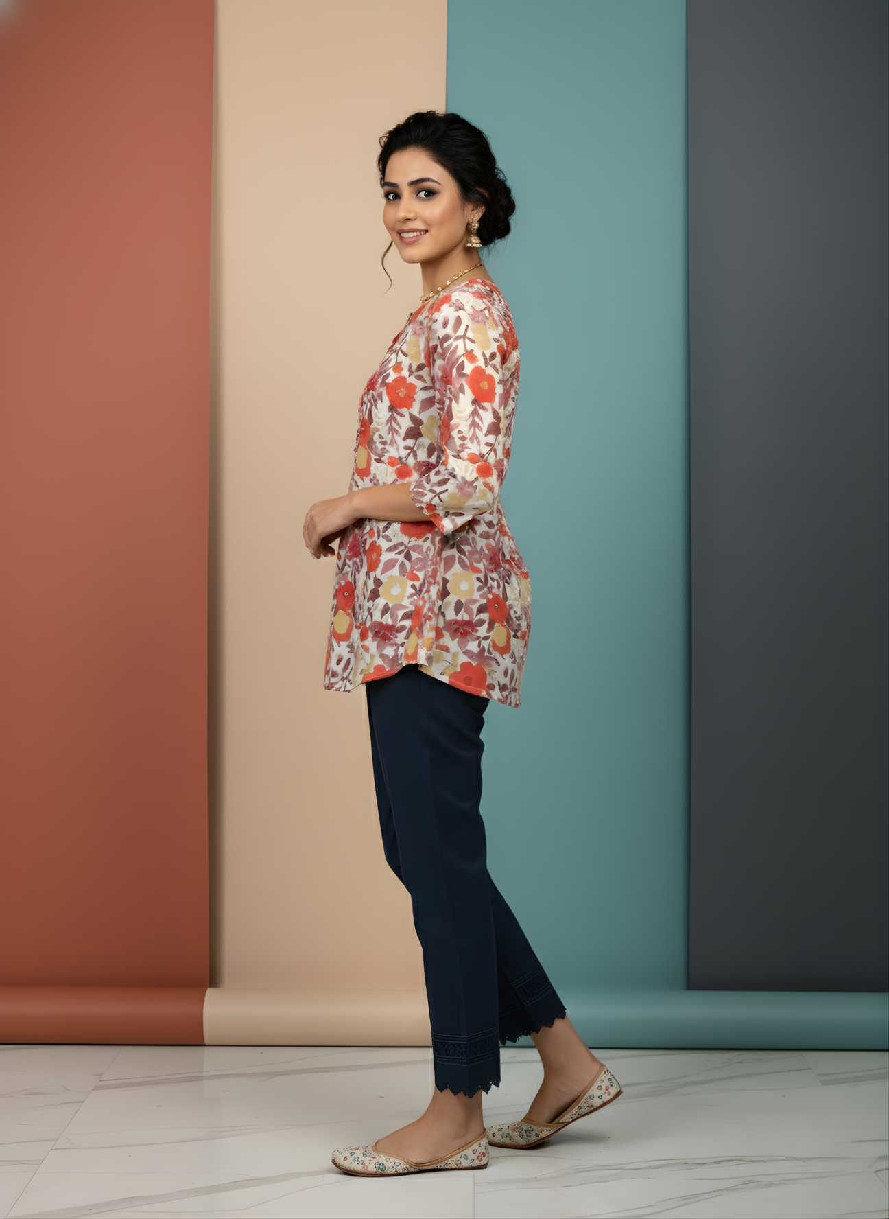 Neelufer Creation casual floral top for women