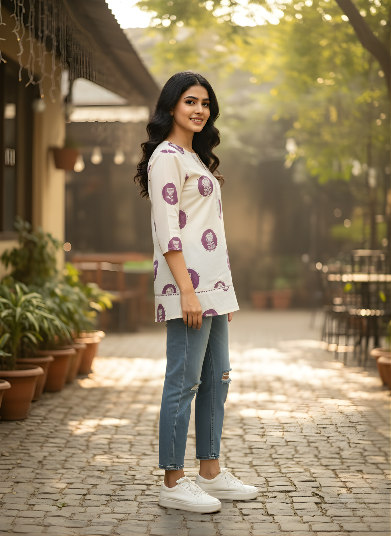 Women Jaipuri motif cotton flex top wholesale