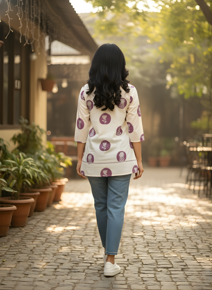 Cotton flex Jaipuri print top for women manufacturer