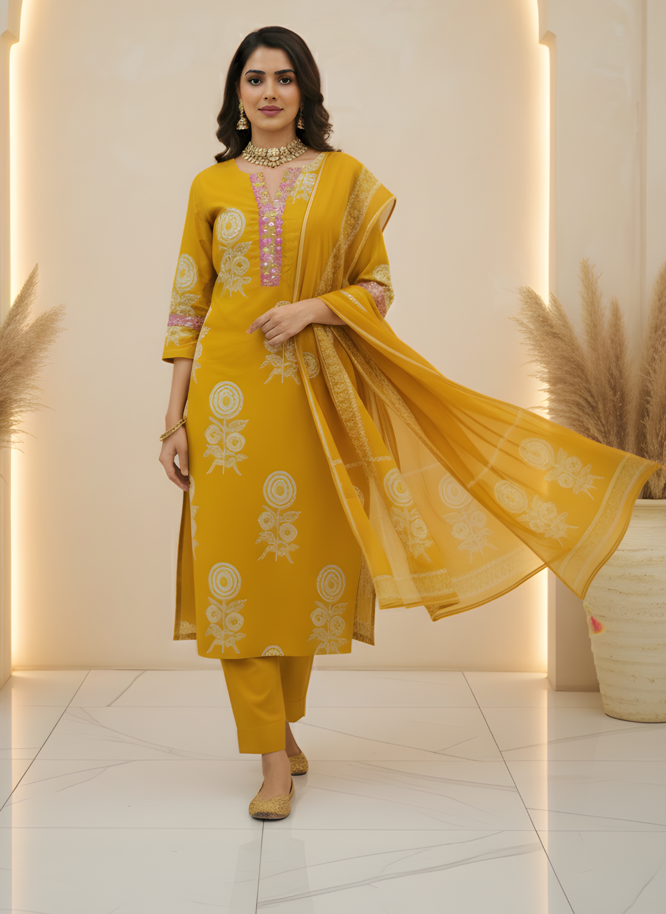 Embroidered cotton dupatta set manufacturer India