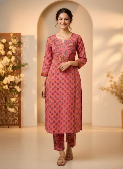Neelufer Creation pure cotton floral kurti set