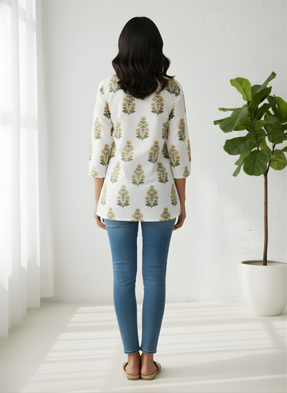 Stylish office wear cotton top for ladies