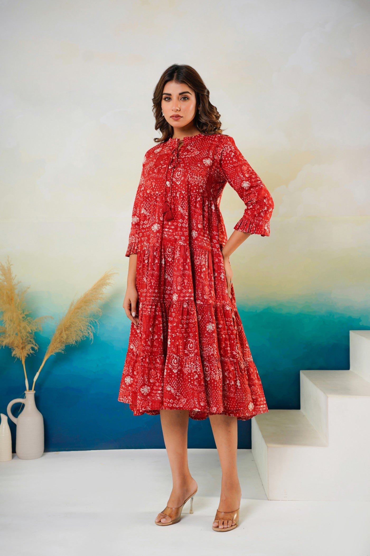 Women cotton midi dress bulk manufacturing