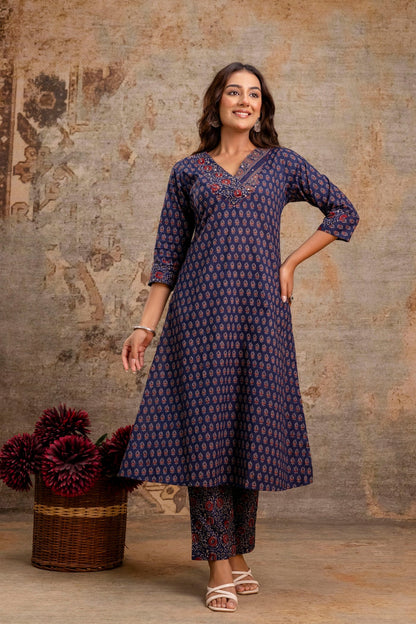 Wholesale women printed cotton kurta pant set