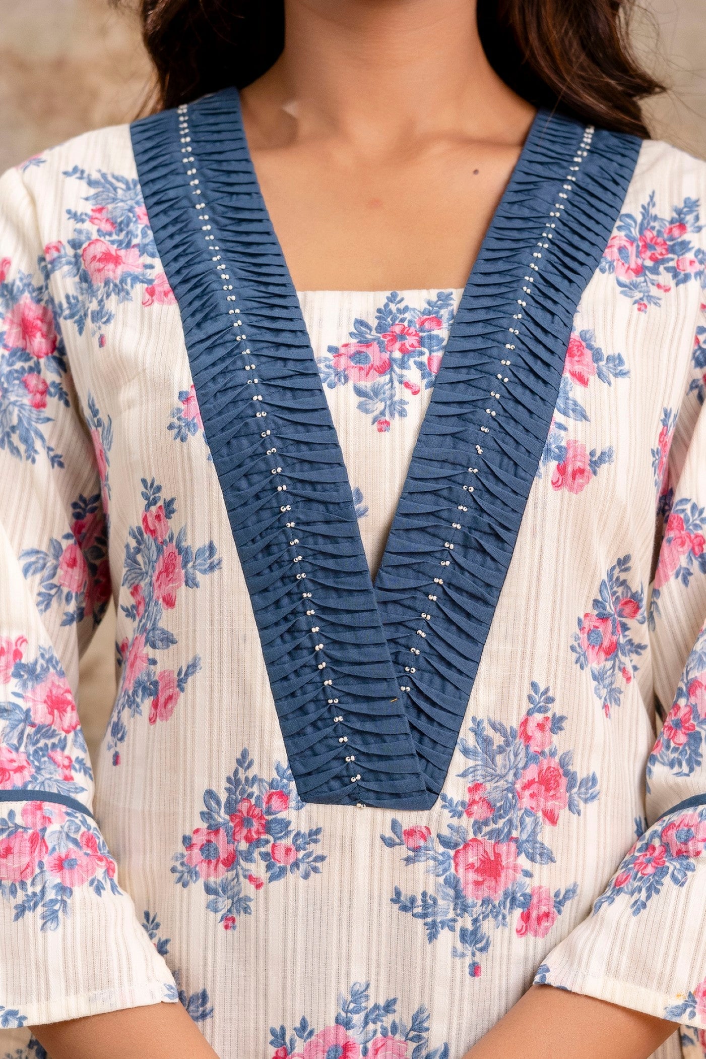 Aaronee pure cotton kurta with front pintuck