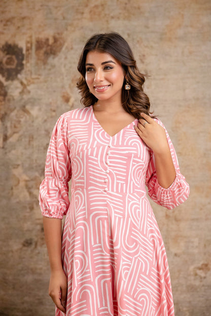 Wholesale women rayon printed midi dress