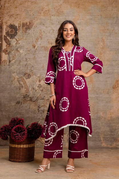 Bandhani Cotton Kurti Set with Pant – Aaronee Ethnic Wear