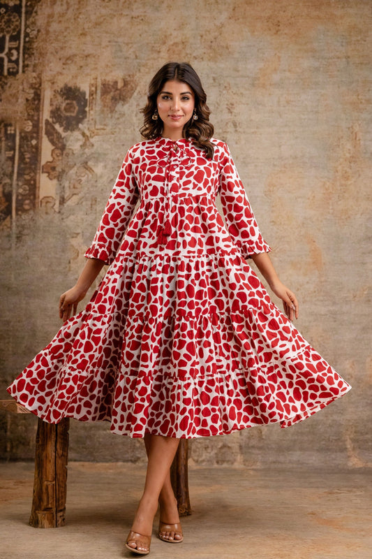 1.Neelufer Creation red printed pure cotton dress front view. 
2.Neelufer Creation women cotton dress wholesale.
3.Neelufer Creation cotton dress manufacturer India. 
4.Neelufer Creation flared cotton dress design. 
5.Neelufer Creation ladies cotton dress for retailers. 
6.Neelufer Creation women ethnic wear wholesale dress. 
7.Neelufer Creation red cotton dress summer collection. 
8.Neelufer Creation ready to dispatch cotton dress. 
9.Neelufer Creation women dress bulk buyer supply