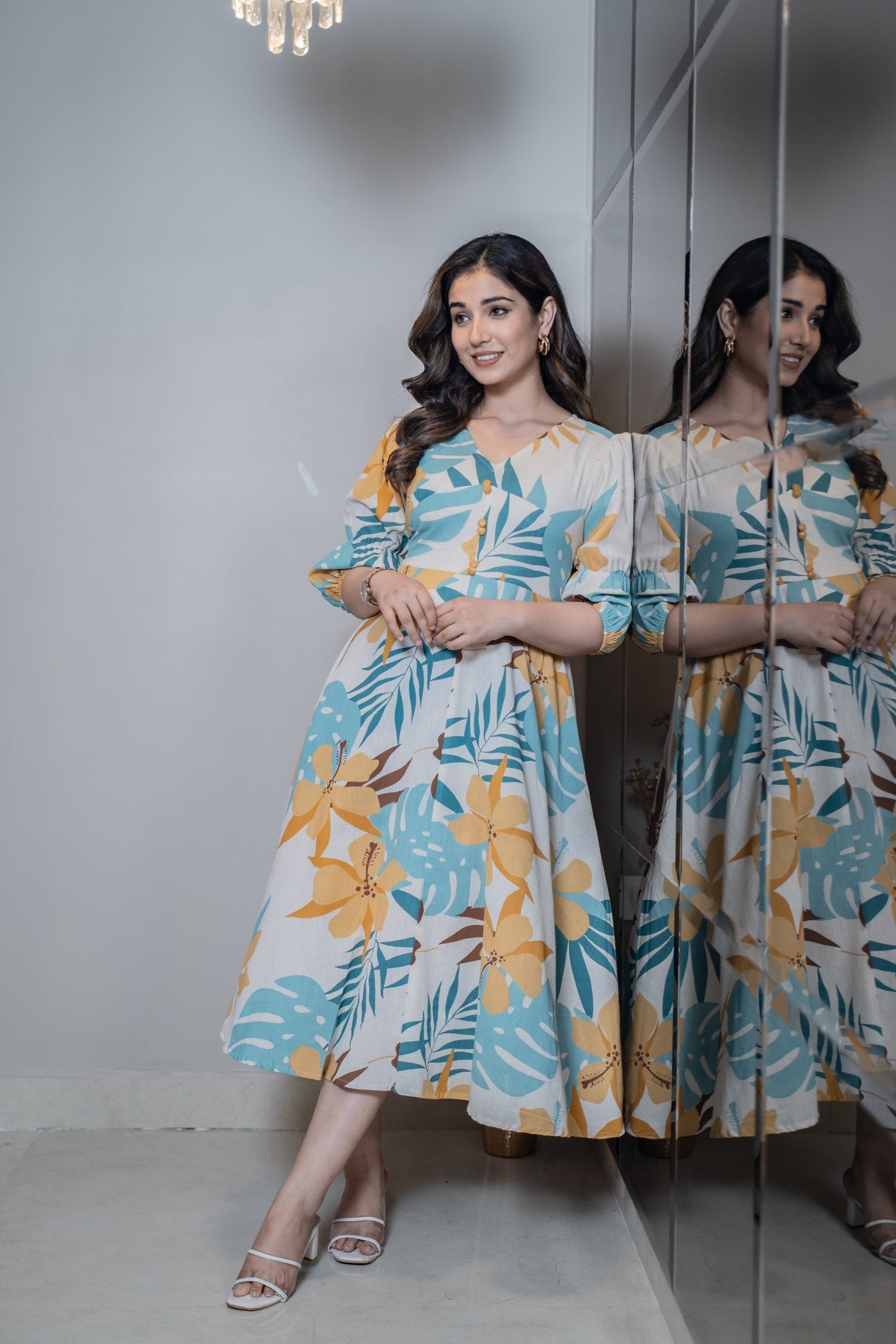 Casual floral cotton dress Aaronee