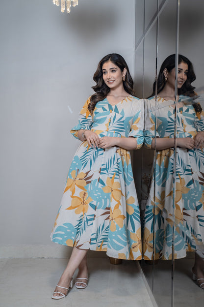 Casual floral cotton dress Aaronee