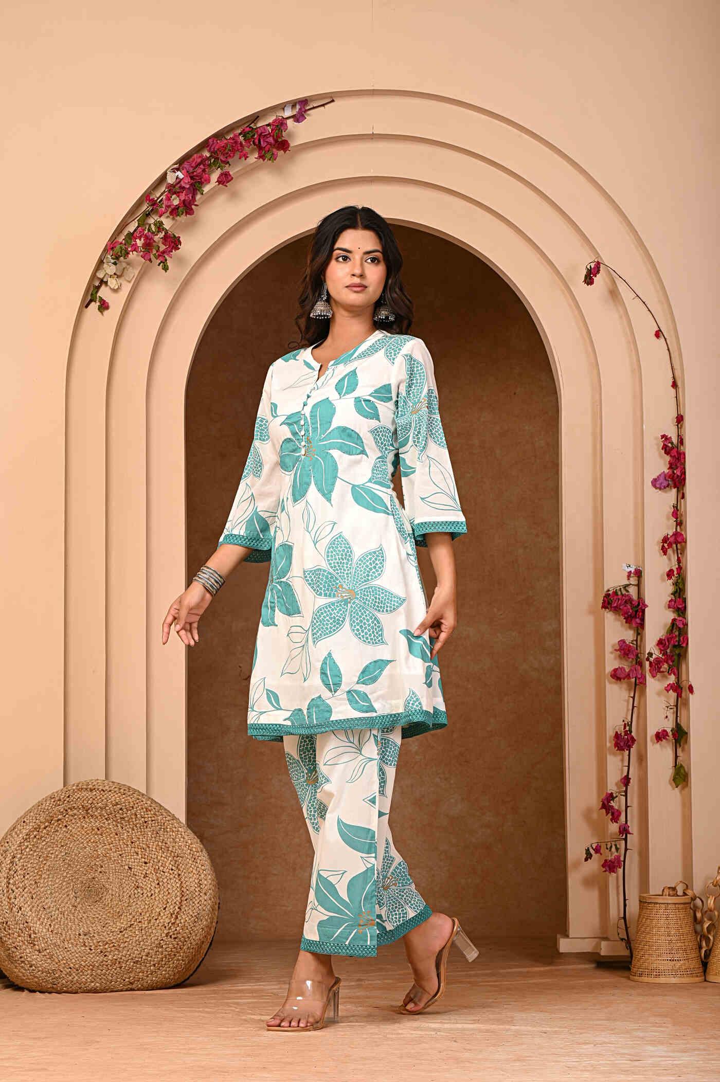 Floral cotton kurta set women wholesale manufacturer