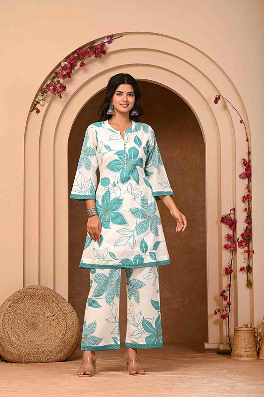 Neelufer Creation pure cotton kurta coord set for women