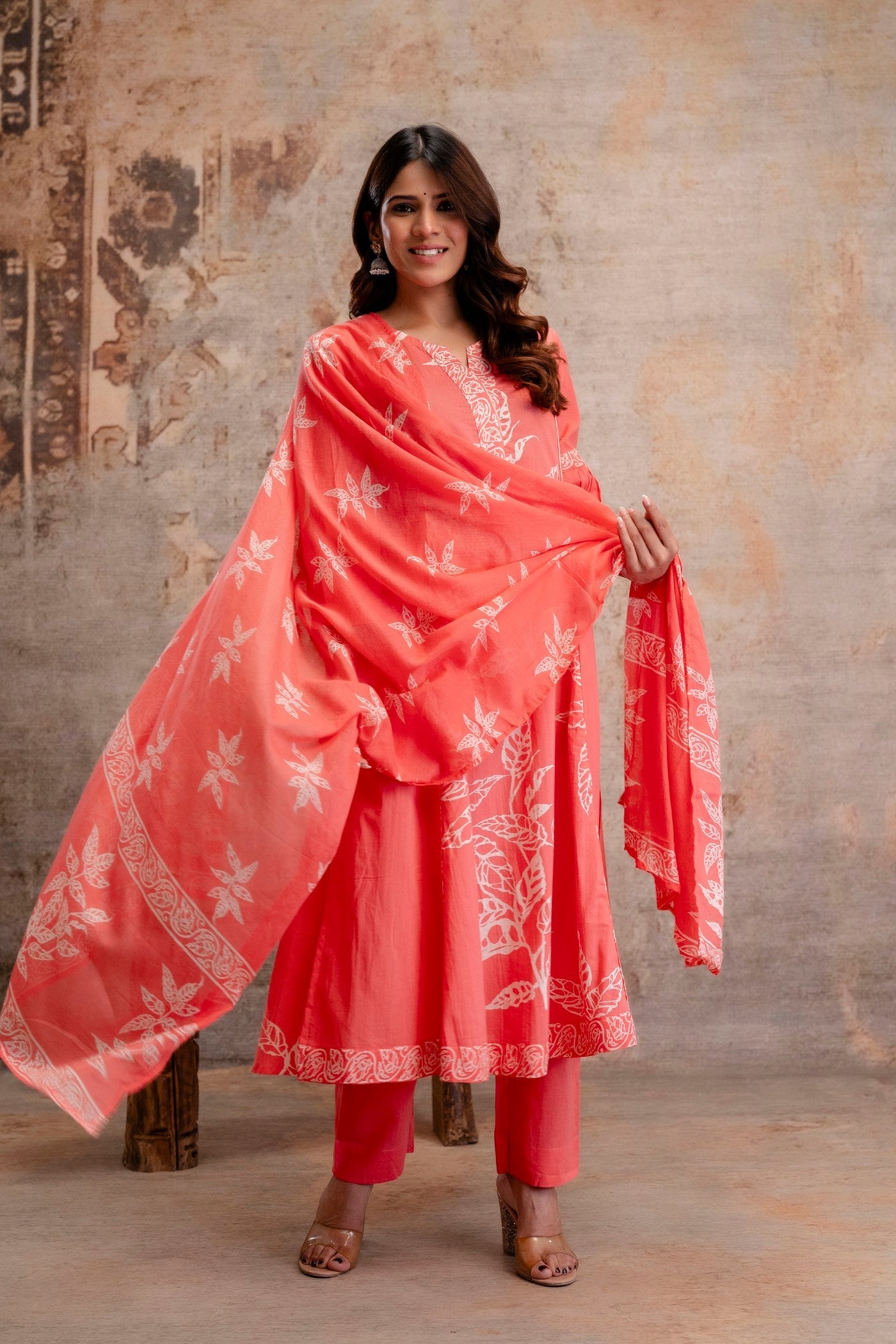 Ladies cotton dupatta set for boutique buyers