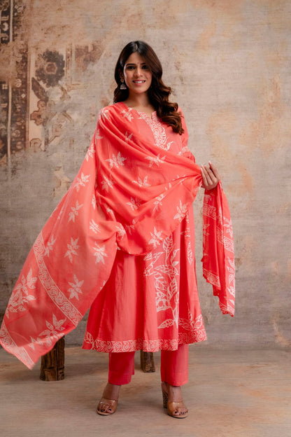 Ladies cotton dupatta set for boutique buyers
