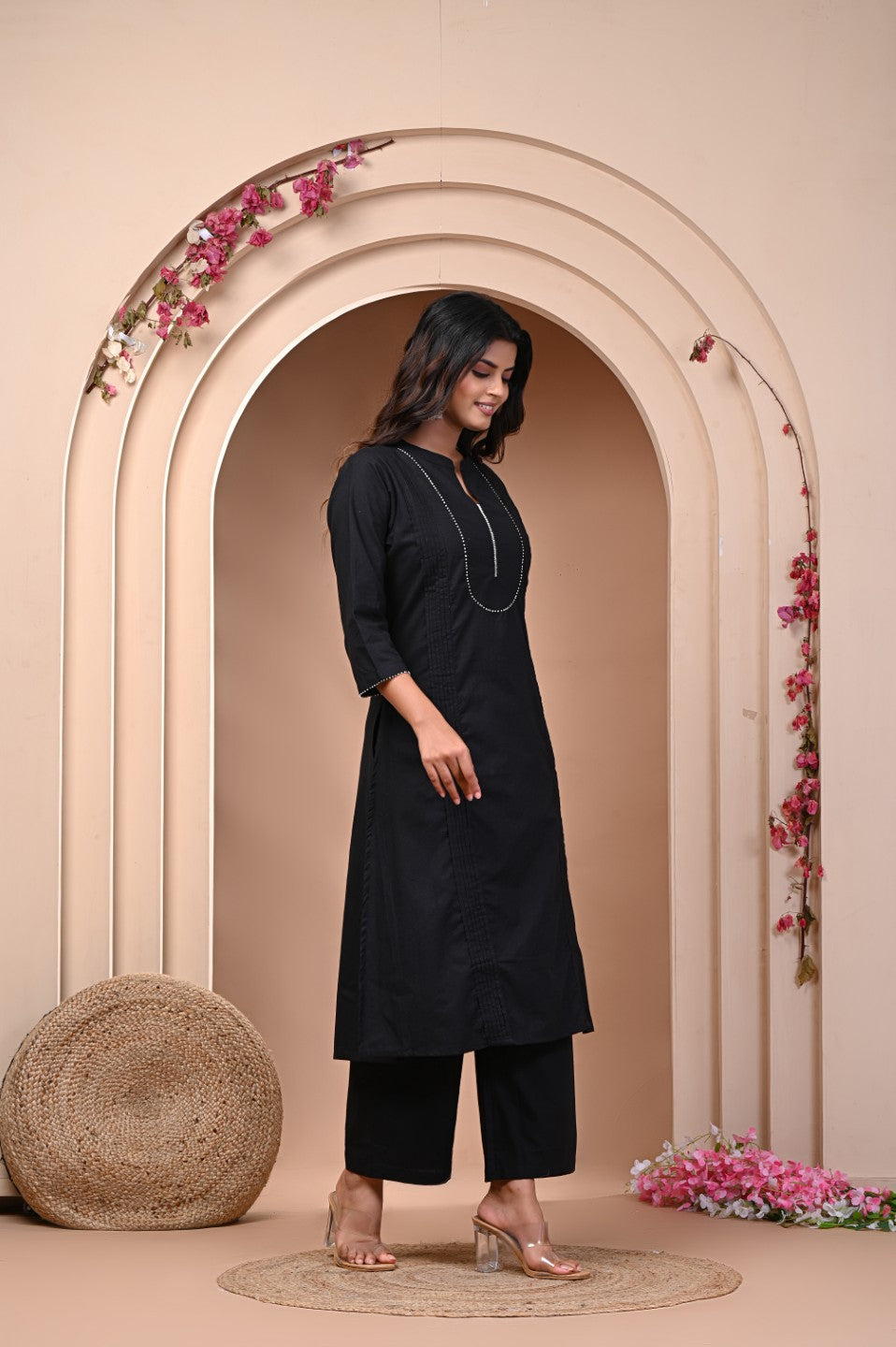 Pure Cotton Classic Black Kurta Set – Wholesale Women Wear by Neelufer Creation