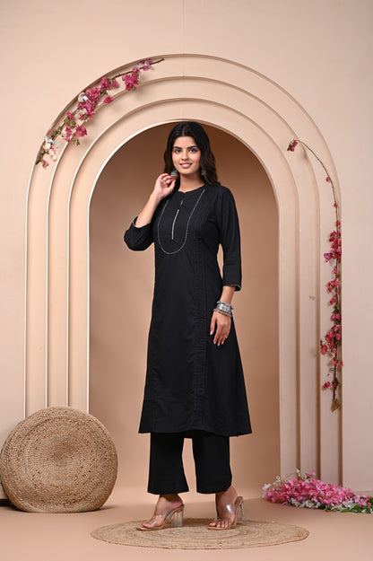 Pure Cotton Classic Black Kurta Set – Wholesale Women Wear by Neelufer Creation