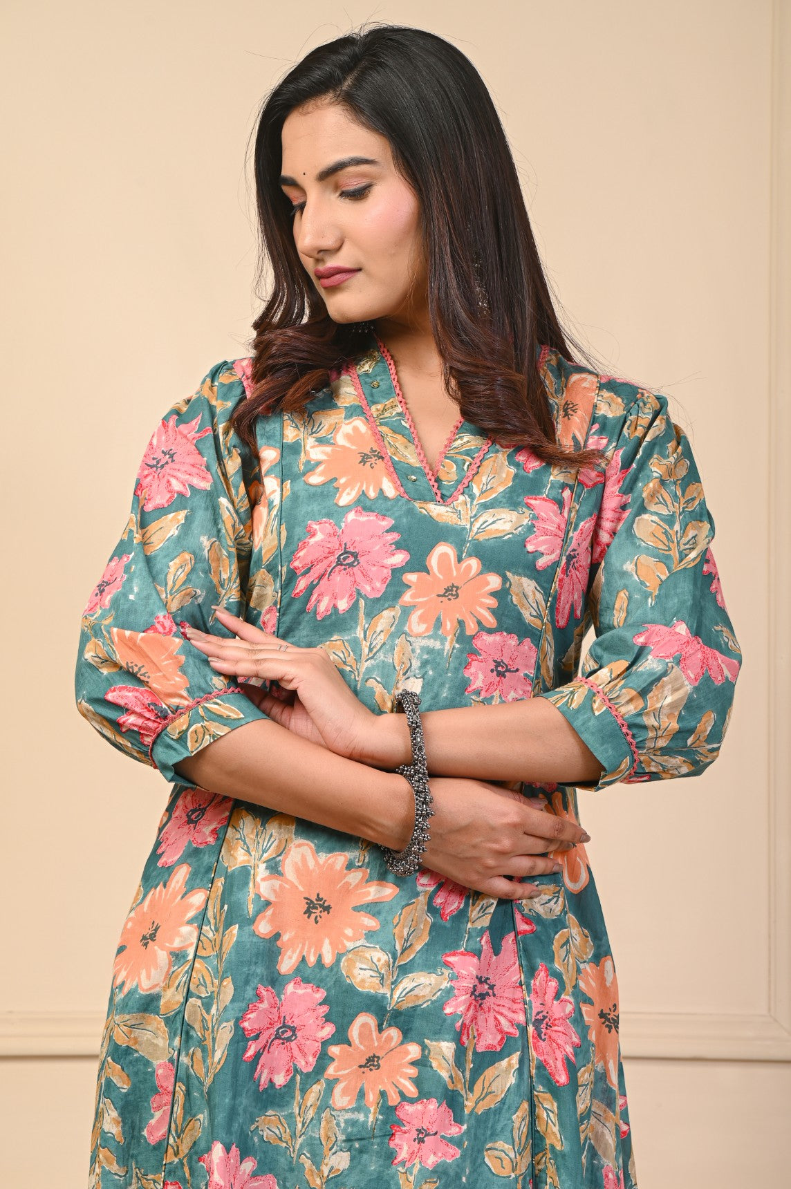 Mehreen Green Jaipuri Cotton Dupatta Set – Women Ethnic Wear Manufacturer