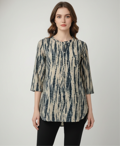 Indira Indigo Jaipuri Modal Chanderi Top – Women Wear Wholesale Manufacturer
