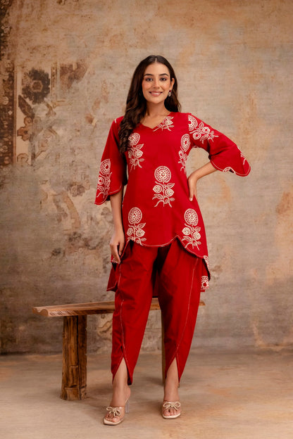 Pink cotton cord set for women manufacturer supply