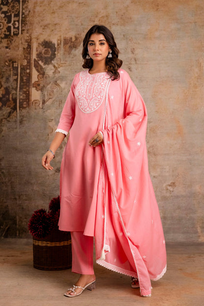 Embroidered cotton suit sets