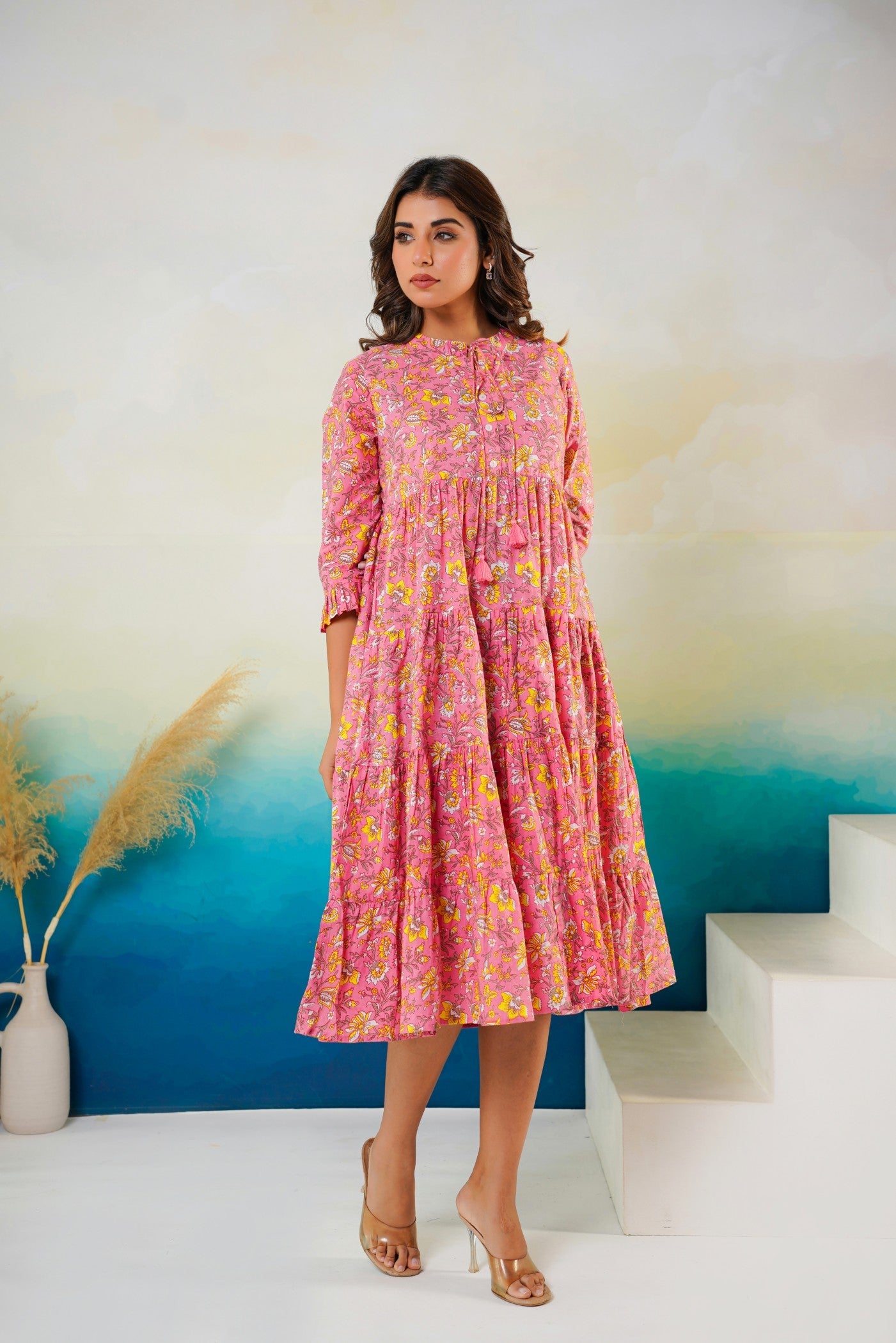Floral printed cotton midi dress Neelufer Creation