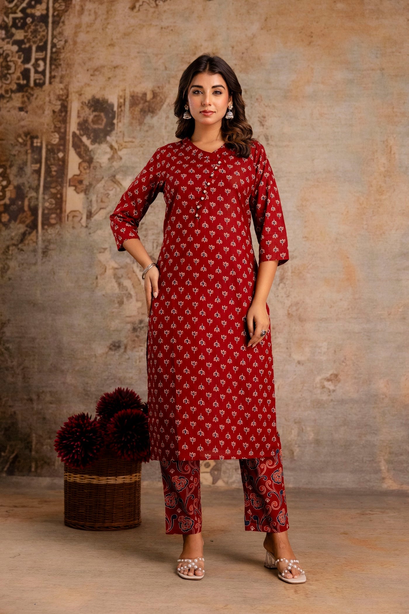 Red ethnic kurta set for retailers