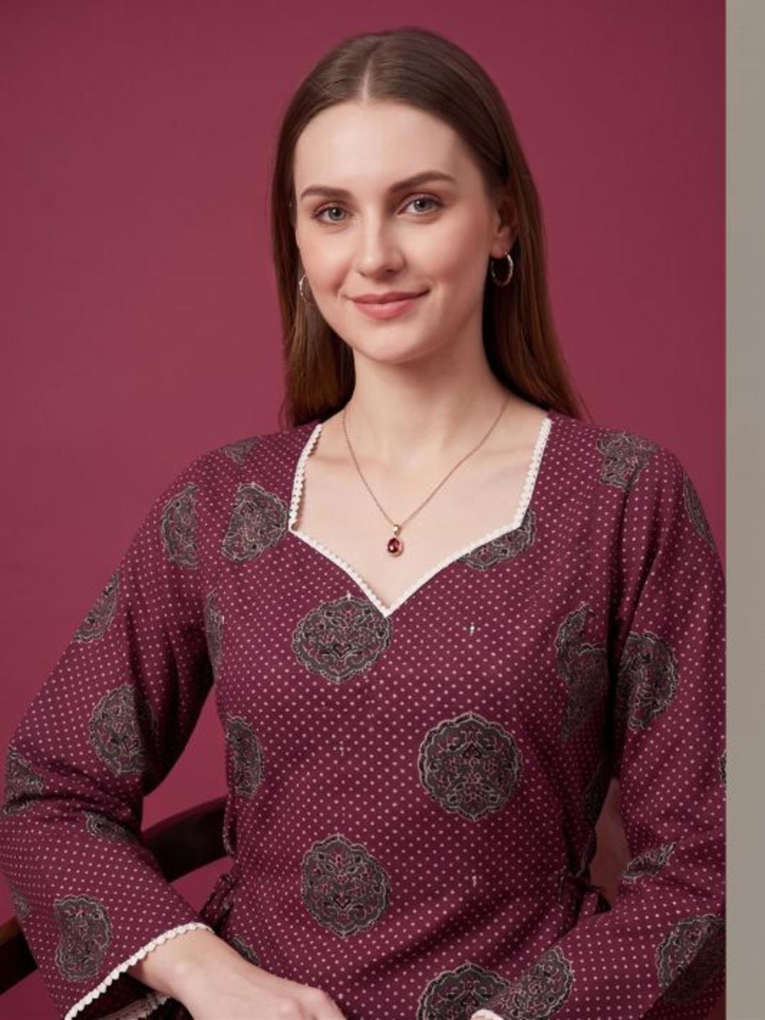Wholesale Cotton Kurti Supplier Eco Friendly Maroon Ethnic Wear India