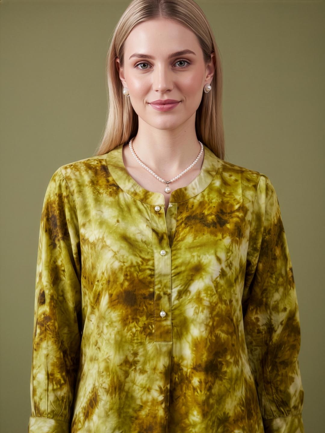 Mustard Printed Rayon Kurta Set For Women Wholesale Manufacturer